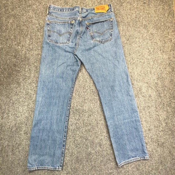 Levis 501 Original Straight Leg Jeans Mens 33x32 Blue Button Fly - Picture 11 of 11